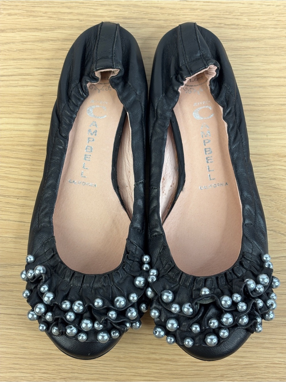 Jeffrey Campbell Pearl Black Leather Flats Woman’s 7